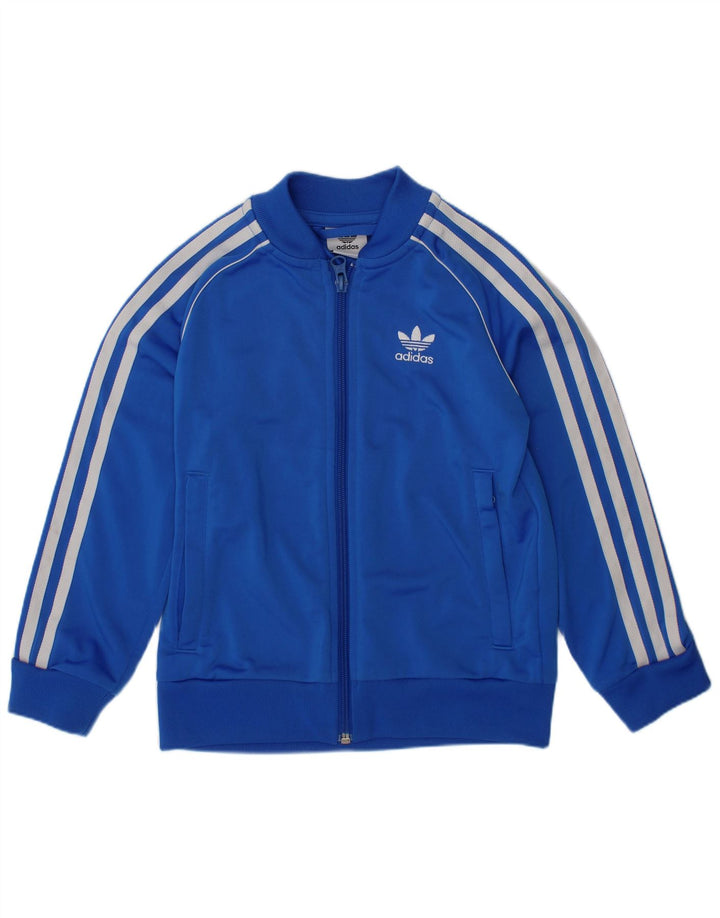 Gornja jakna od trenirke ADIDAS za dječake 5-6 godina, plavi poliester