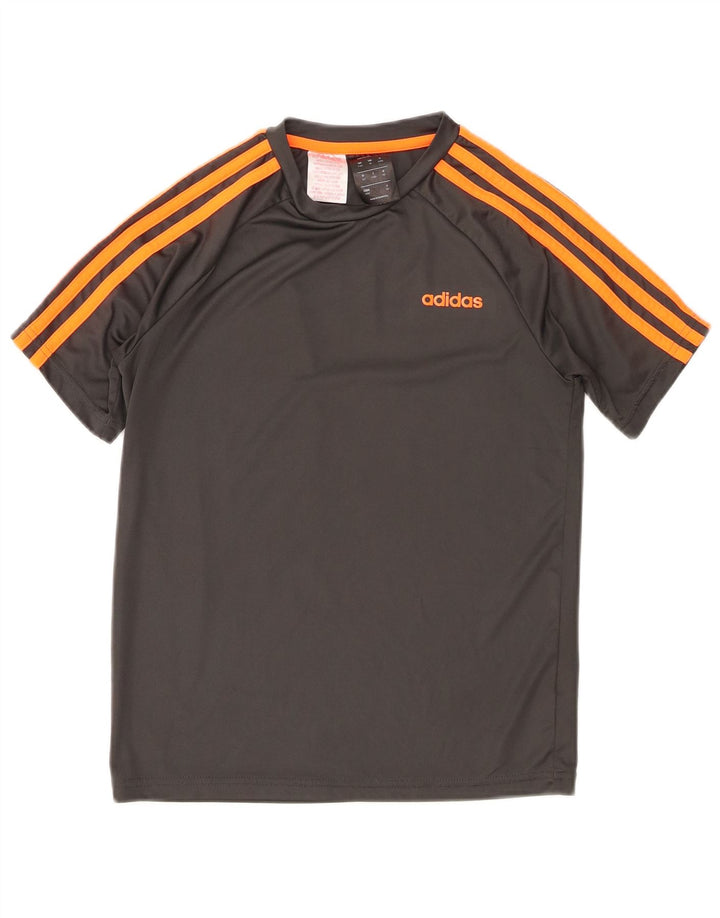 Adidas Boys Climalite Graphic T-Shirt Top 11-12 Years Grey Poliester