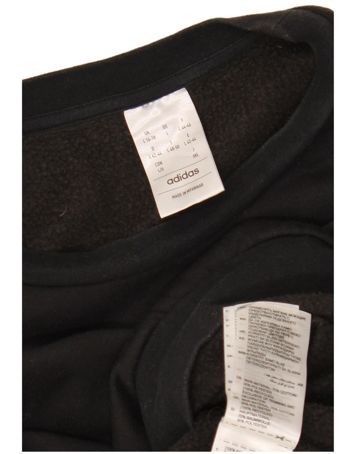 ADIDAS Ženska skraćena prekomjerna majica s kratkim rukavima UK 16/18 Veliki crni pamuk