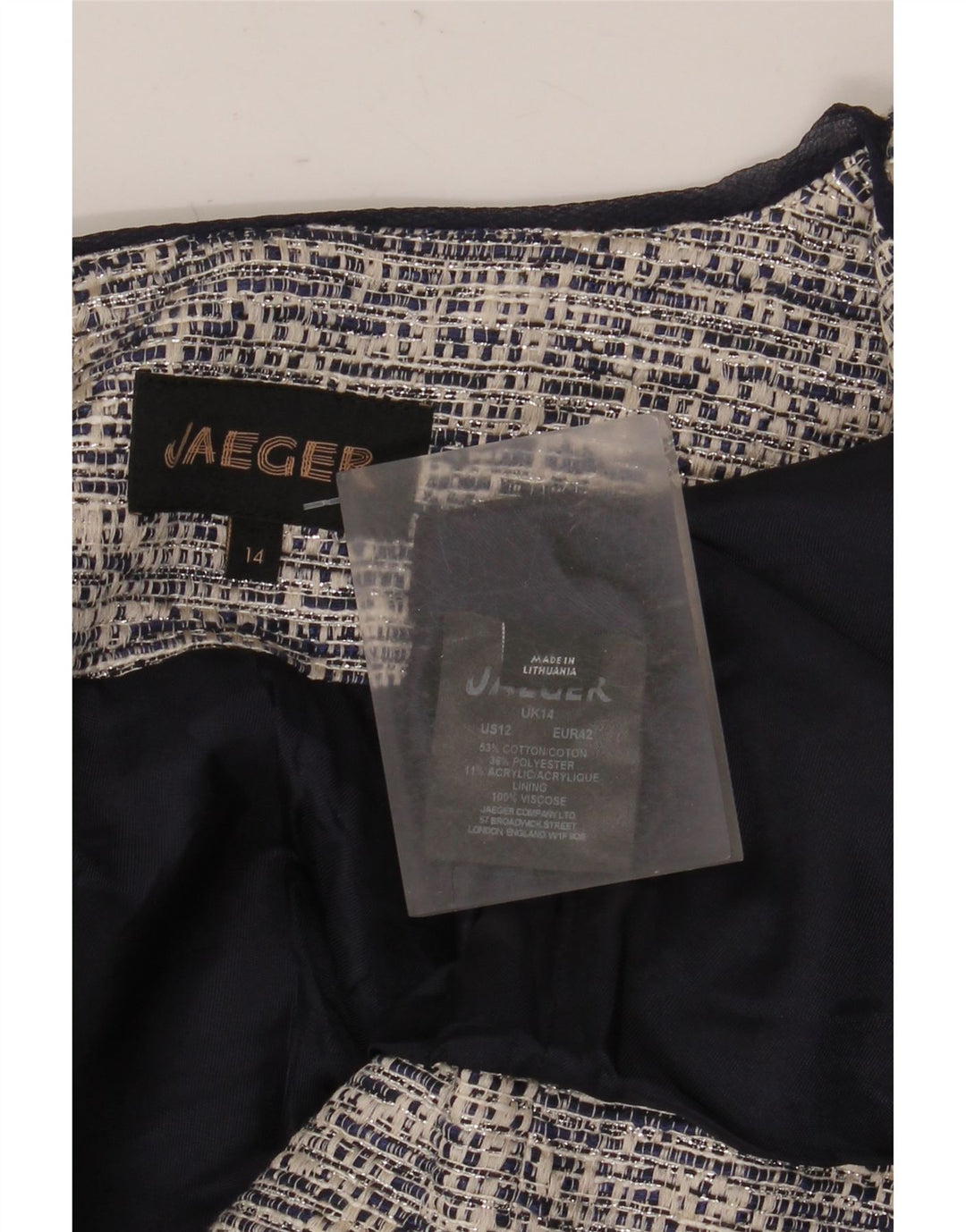 Jaeger ženska jakna sa jaknom otvorenog kroja UK 14 Veliki sivi pamuk