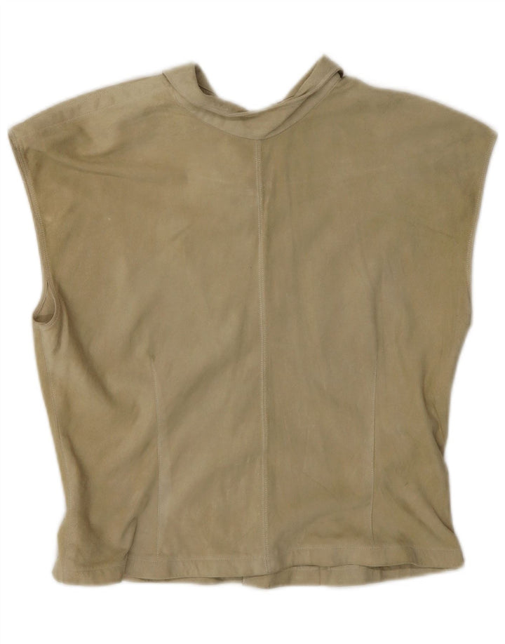 Vintage ženska bluza od brušene kože UK 10 Small Beige