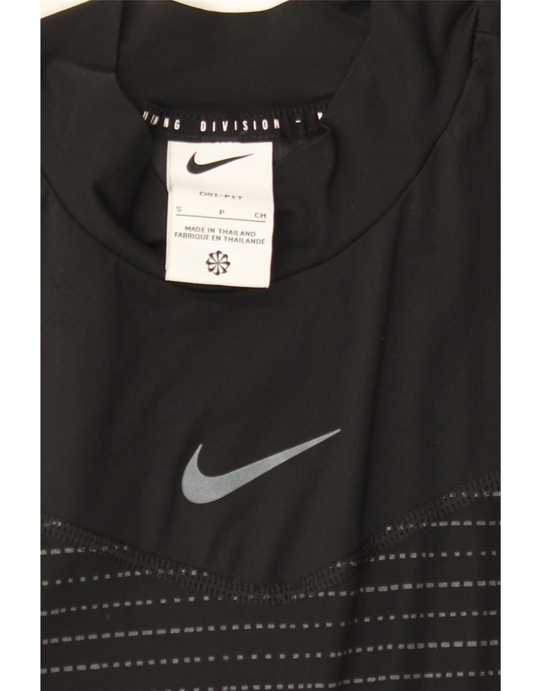NIKE Womens Dri Fit Top Long Sleeve UK 10 Small Black Striped Polyester Vintage Nike and Second-Hand Nike from Messina Hembry 