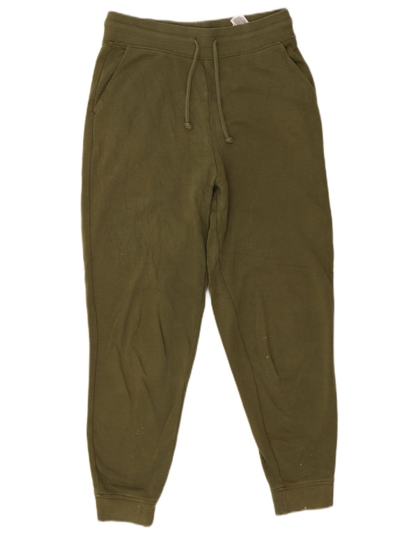 Marks & Spencer Womens Tracksuit Trousers Joggers UK 10 Small  Khaki Cotton