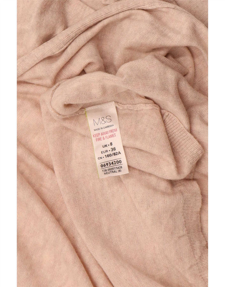 Marks & Spencer ženski otvoreni kardigan pulover UK 8 mali bež poliamid