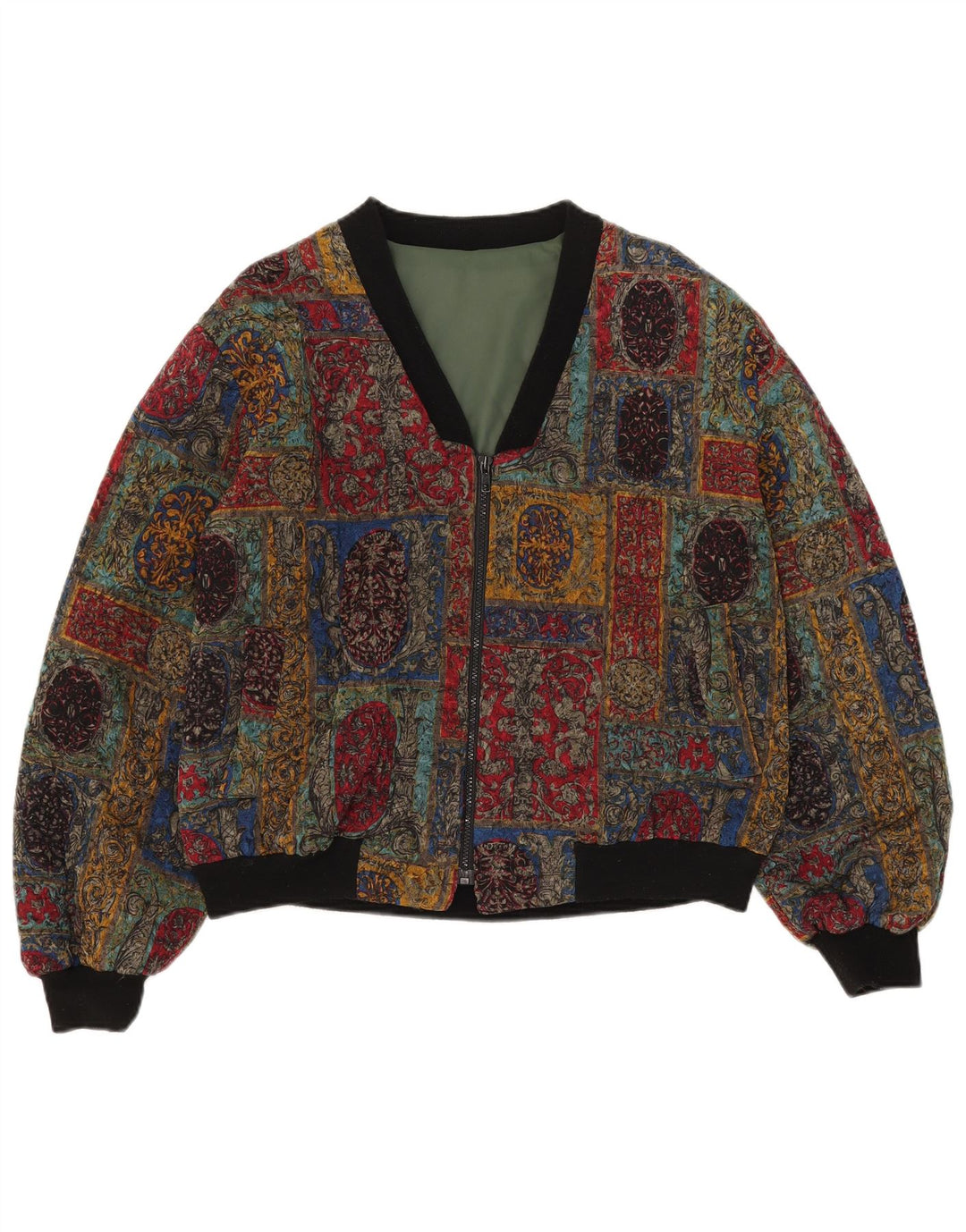 Vintage ženska bomber jakna UK 16 velikih raznobojnih geometrijskih oblika