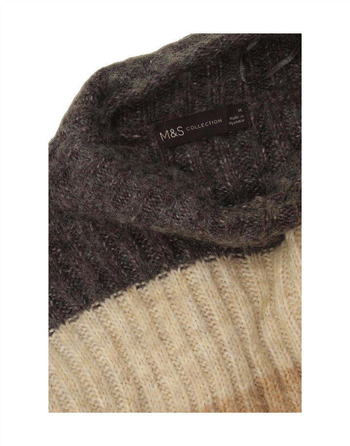 MARKS & SPENCER Womens Turtle Neck Jumper Sweater UK 14 Medium Beige Vintage Marks & Spencer and Second-Hand Marks & Spencer from Messina Hembry 