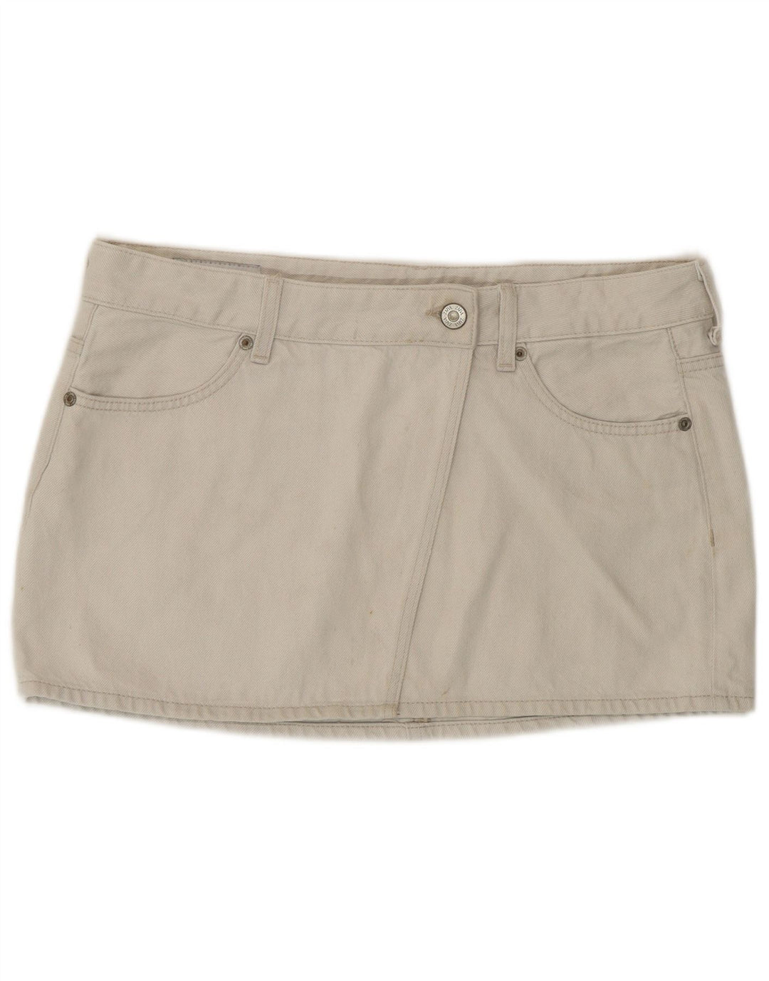 ZARA Womens Denim Wrap Skirt Large W30 Off White Cotton