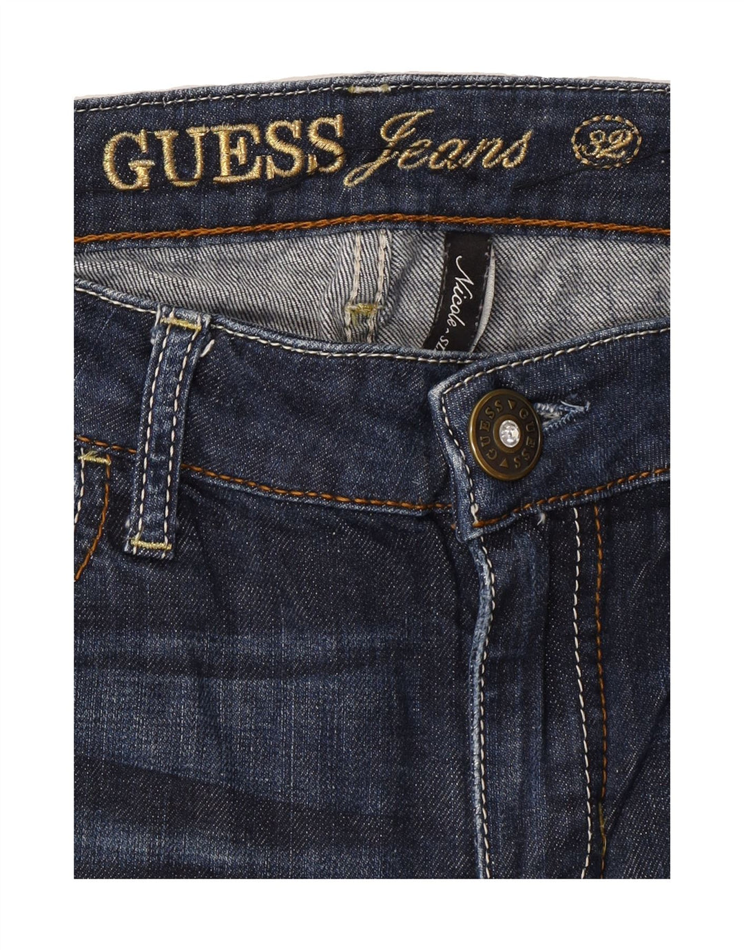 GUESS Womens Straight Jeans W32 L30 Navy Blue Vintage Guess and Second-Hand Guess from Messina Hembry 