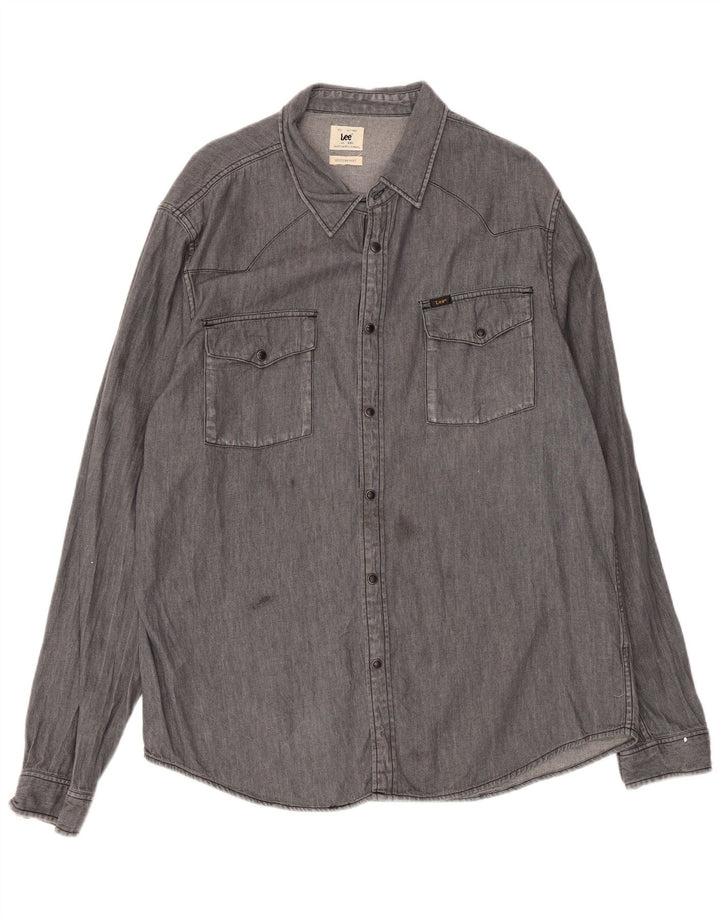 Lee muška udobna Western košulja 2XL sivi pamuk