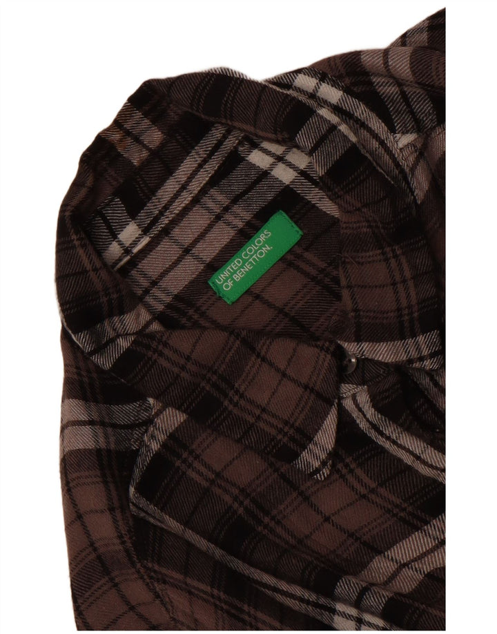 Benetton ženska košulja od flanela UK 14 veliki smeđi karirani