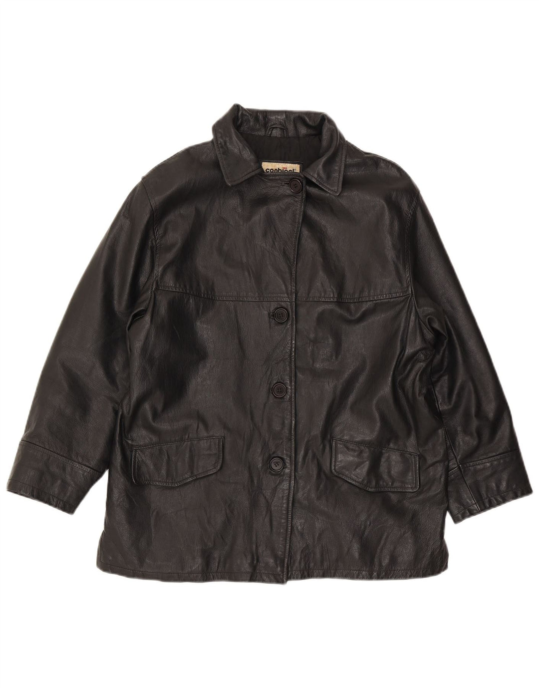 Conbipel ženska prevelika kožna jakna IT 44 srednje crna koža