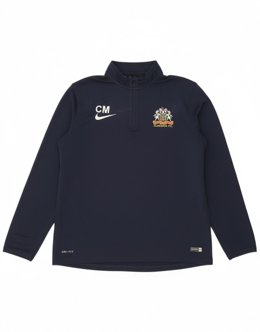 NIKE Mens Dri Fit Zip Neck Pullover Tracksuit Top Large Navy Blue
