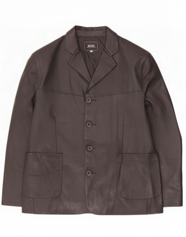 Hugo Boss muška kožna jakna sa 4 gumba UK 44 2XL crna