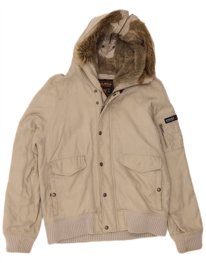 Woolrich muška bomber jakna s kapuljačom UK 38 srednje bež najlon