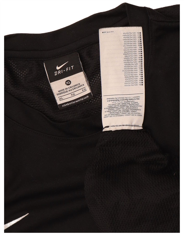 Nike Dri Fit T-Shirt Top XL Black Colourblock Poliester
