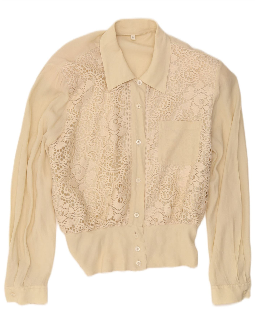 Vintage ženska košulja Bluza IT 44 Medium Bež Cvjetna Svila