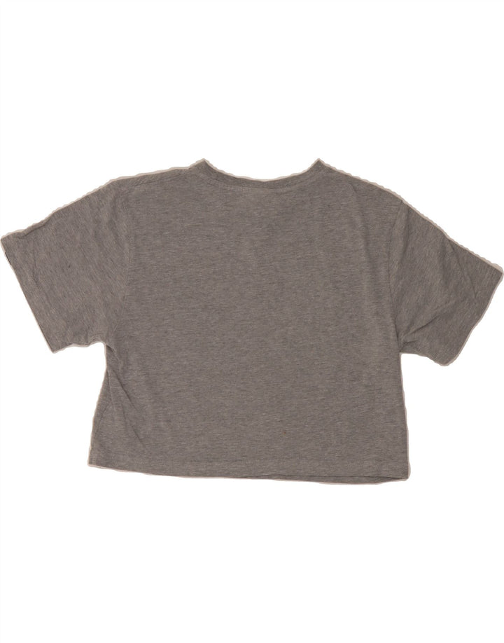 ELLESSE Womens Graphic Crop Top UK 8 Small  Grey Cotton Vintage Ellesse and Second-Hand Ellesse from Messina Hembry 