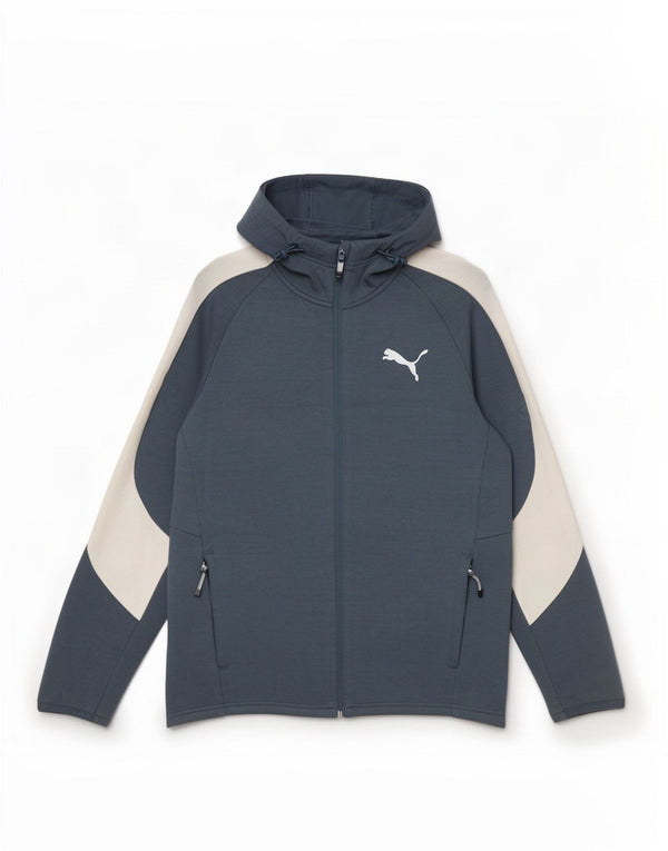 Puma muški pulover s kapuljačom na patentni zatvarač srednje plavi pamuk