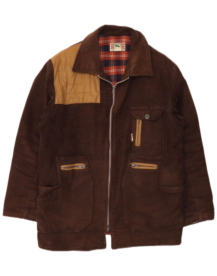 Vintage muška vjetrovka jakna IT 54 2XL smeđi pamuk u blokovima boja