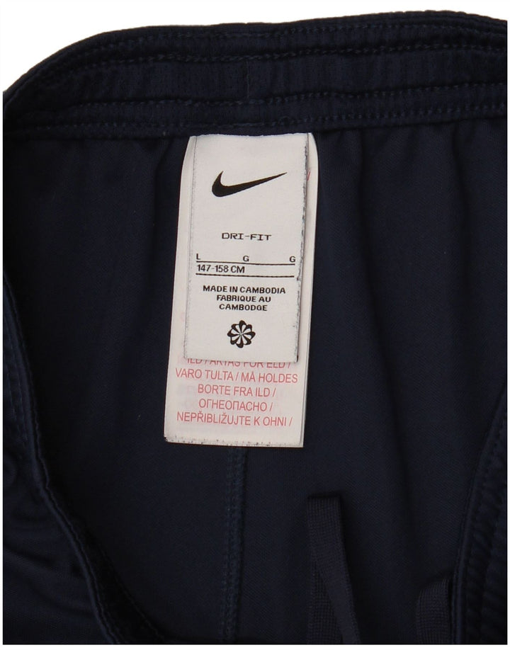 NIKE Boys Dri Fit Sport Shorts 12-13 Years Large Navy Blue Colourblock