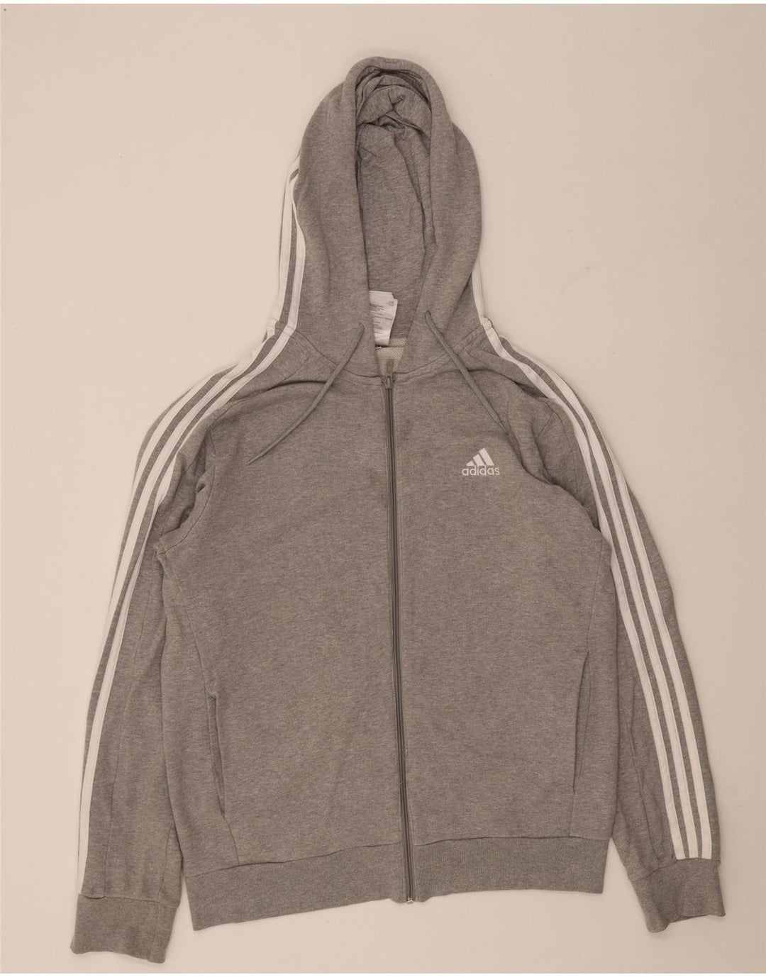 Adidas muški pulover s kapuljačom s patentnim zatvaračem, srednje sivi pamuk