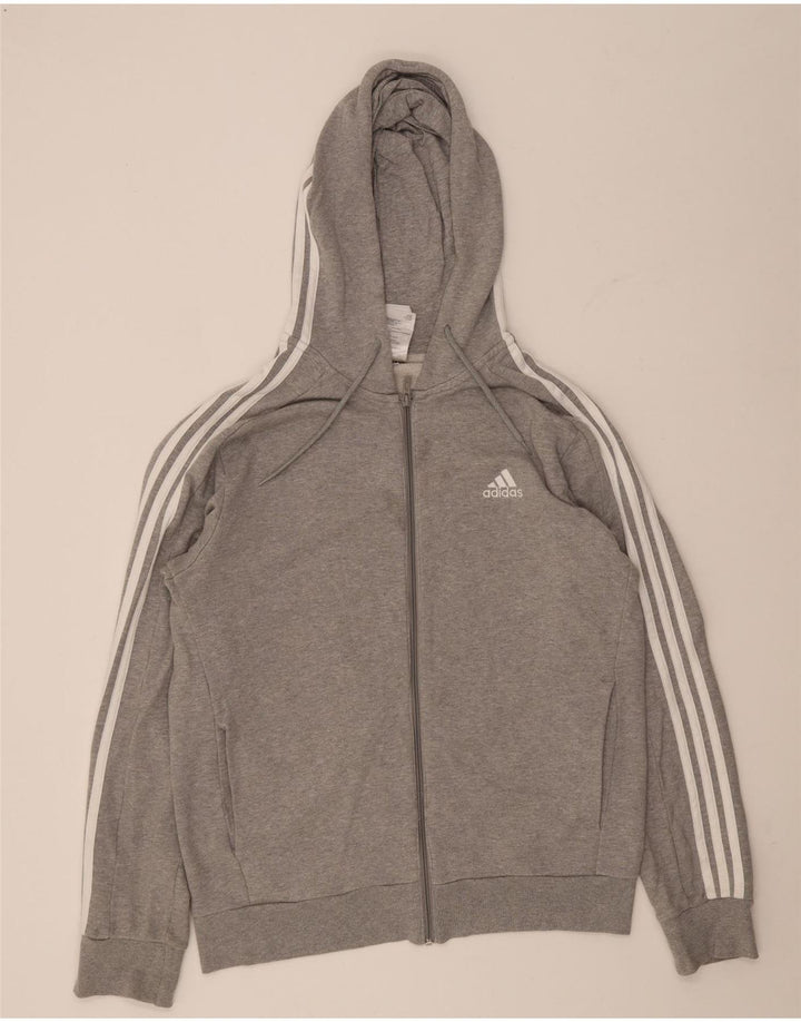 Adidas muški pulover s kapuljačom s patentnim zatvaračem, srednje sivi pamuk