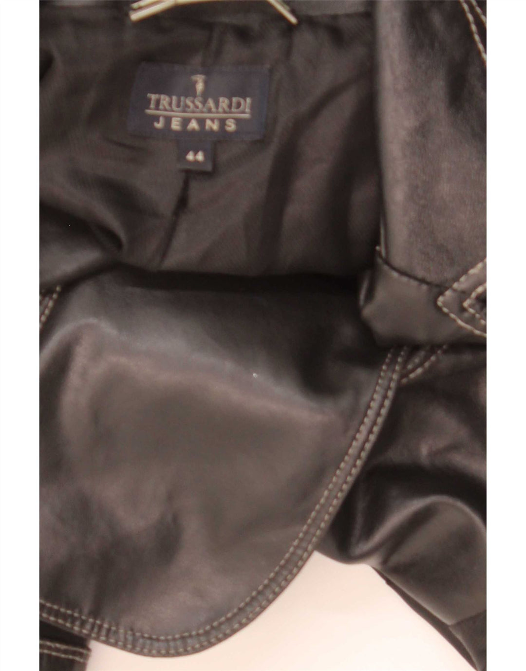 Ženska kožna jakna s 2 gumba Trussardi Jeans UK 44 srednje crna