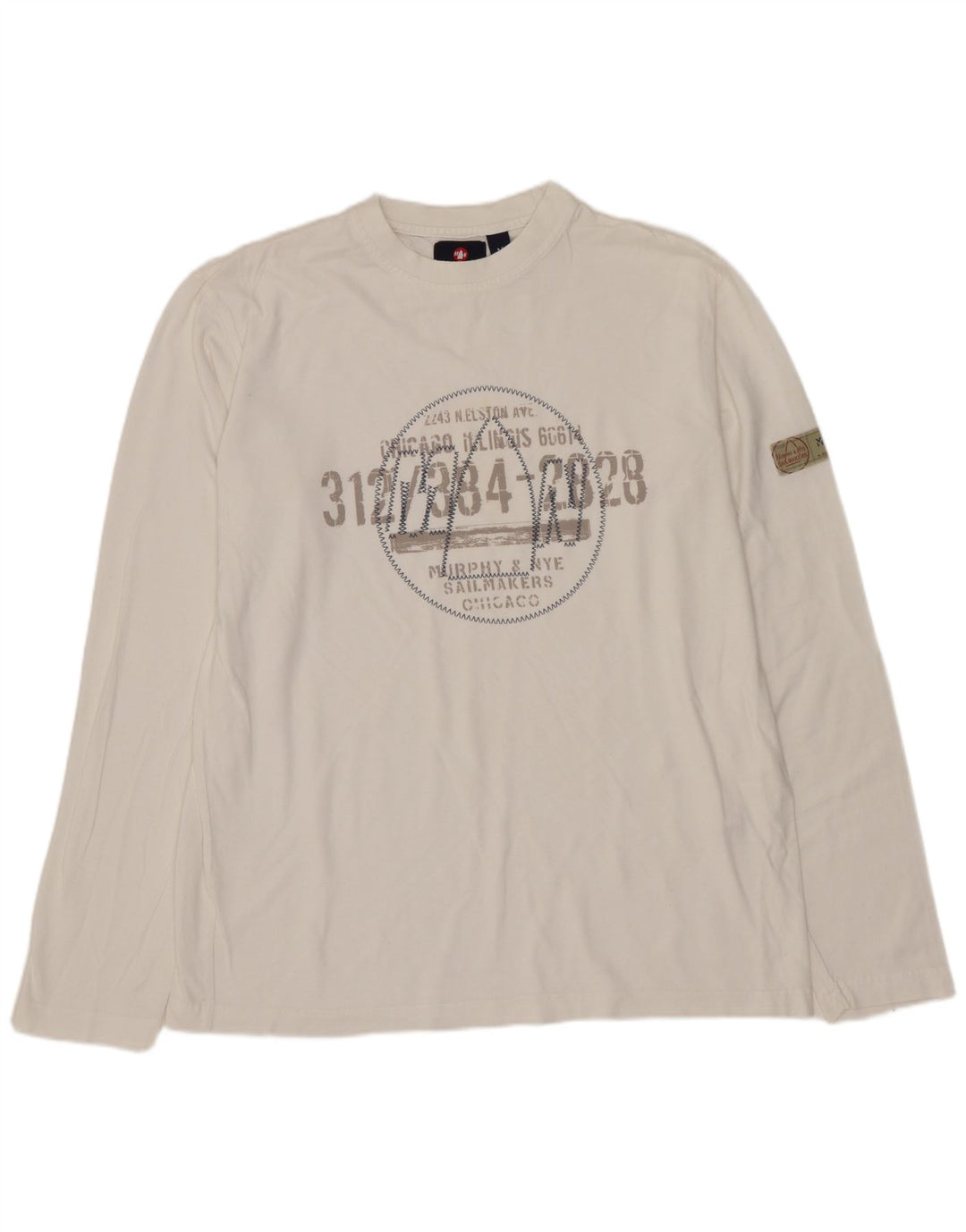 MURPHY & NYE muška majica s grafičkim motivima dugih rukava srednje bijele boje