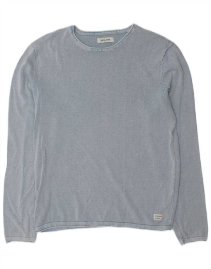 Jack & Jones muški džemper s veznim izrezom Srednje plavi pamuk