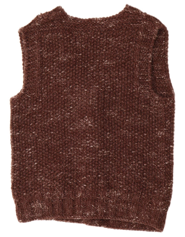 Vintage muški kardigan džemper bez rukava srednje smeđe boje s pjegama