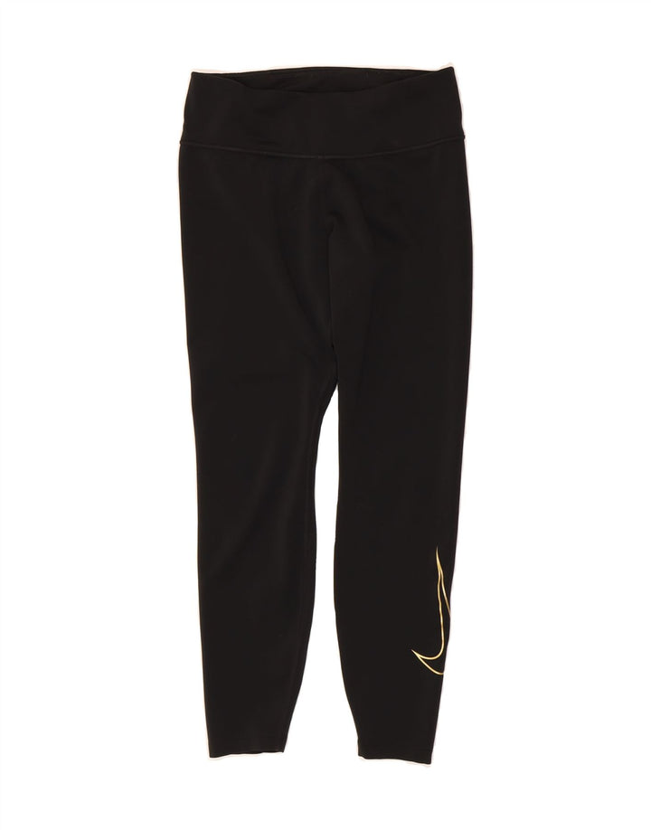 NIKE Womens Dri Fit Graphic Leggings UK 10 Small Black Polyester Vintage Nike and Second-Hand Nike from Messina Hembry 