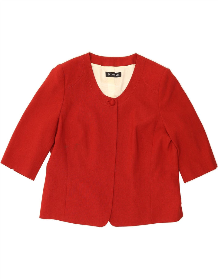 JACQUES VERT Womens 1 Button Short Sleeve Blazer Jacket UK 22 3XL Red Vintage Jacques Vert and Second-Hand Jacques Vert from Messina Hembry 