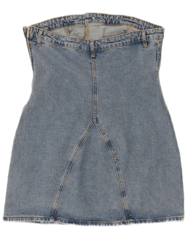 Zara ženska traper mini haljina bez naramenica UK 18 XL plavi pamuk