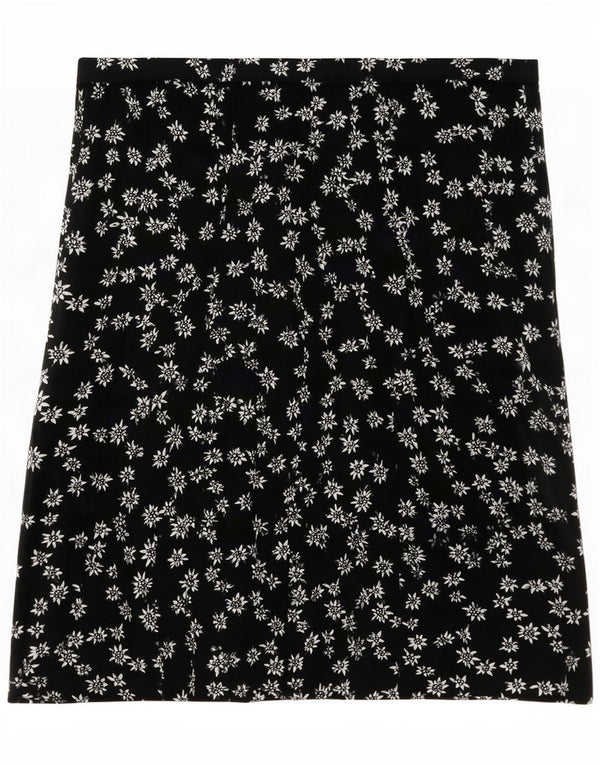 Vintage ženska plisirana suknja 2XL W40 crna cvjetna