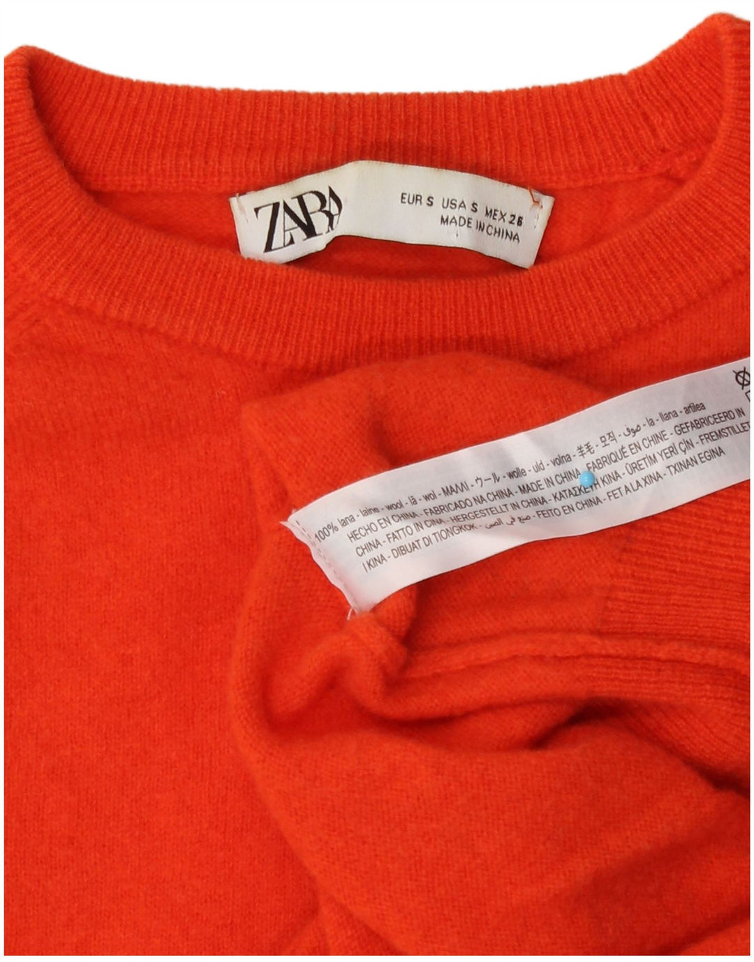 Zara muški pulover s okruglim izrezom mali narančasti vuneni
