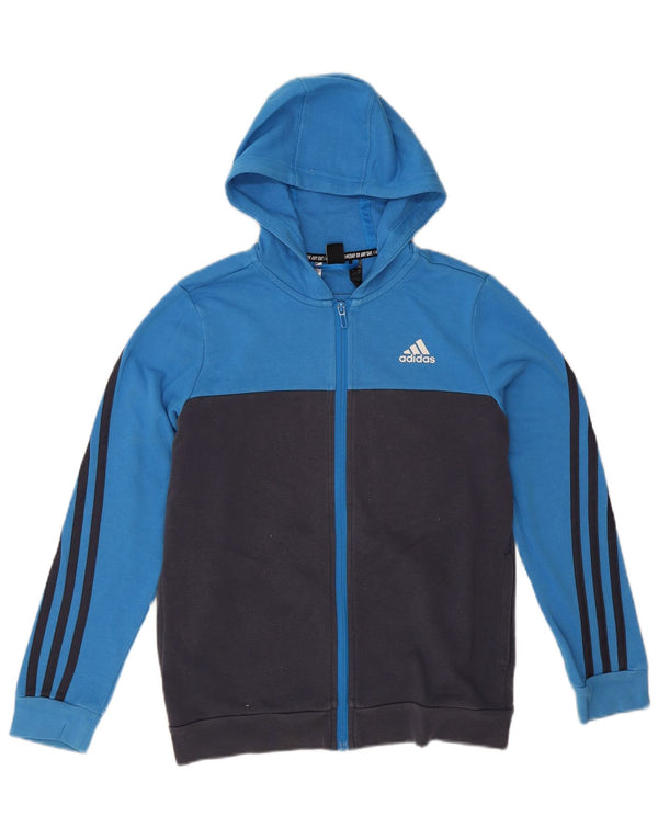 Adidas pulover s kapuljačom na patentni zatvarač za dječake 11-12 godina, plavi pamuk