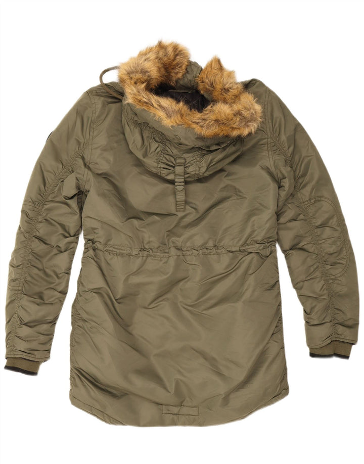 Superdry ženska jakna parka s kapuljačom UK 12 Srednji kaki najlon