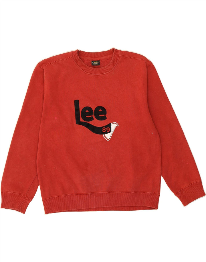 LEE Boys Graphic Sweatshirt Jumper 13-14 Years Large  Red Cotton Vintage Lee and Second-Hand Lee from Messina Hembry 