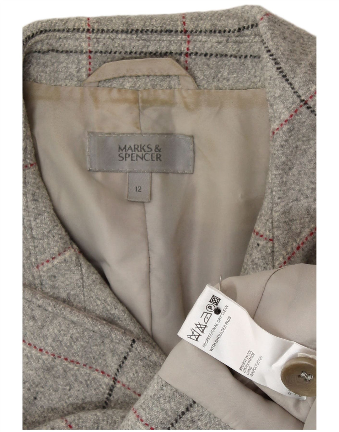Marks & Spencer ženski sako jakna UK 12 srednje siva karirana