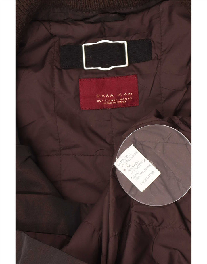 Zara muška pomoćna jakna s kapuljačom UK 40 veliki smeđi poliester