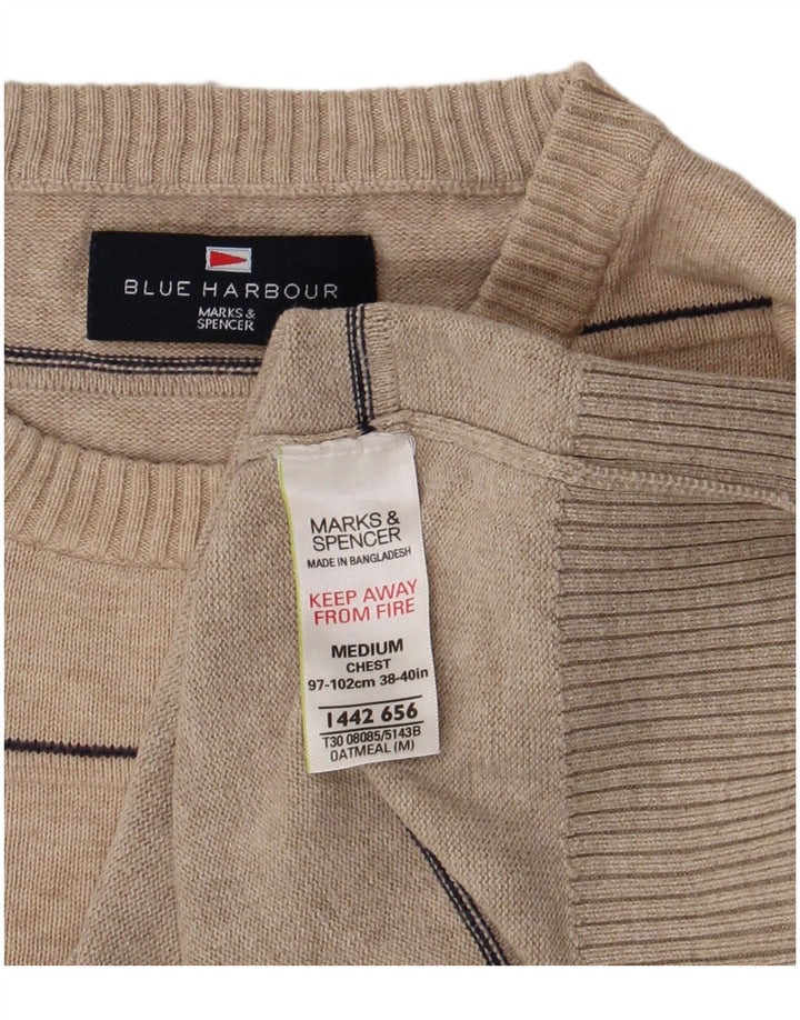 Marks & Spencer muški plavi Harbor džemper s okruglim izrezom srednje bež boje
