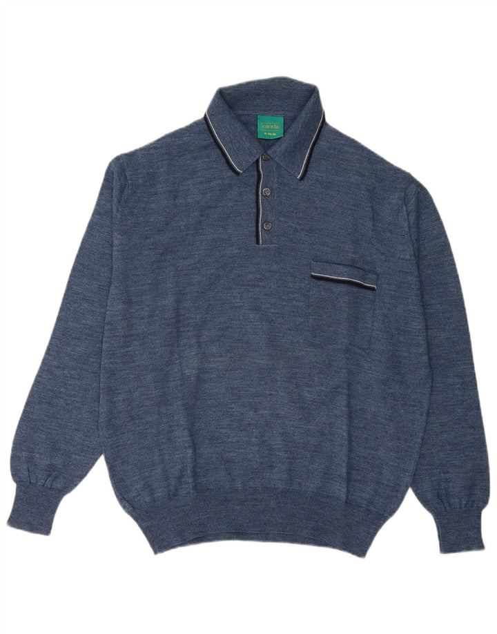 Canda muški džemper s polo ovratnikom IT 48/50 Srednje plava djevičanska vuna