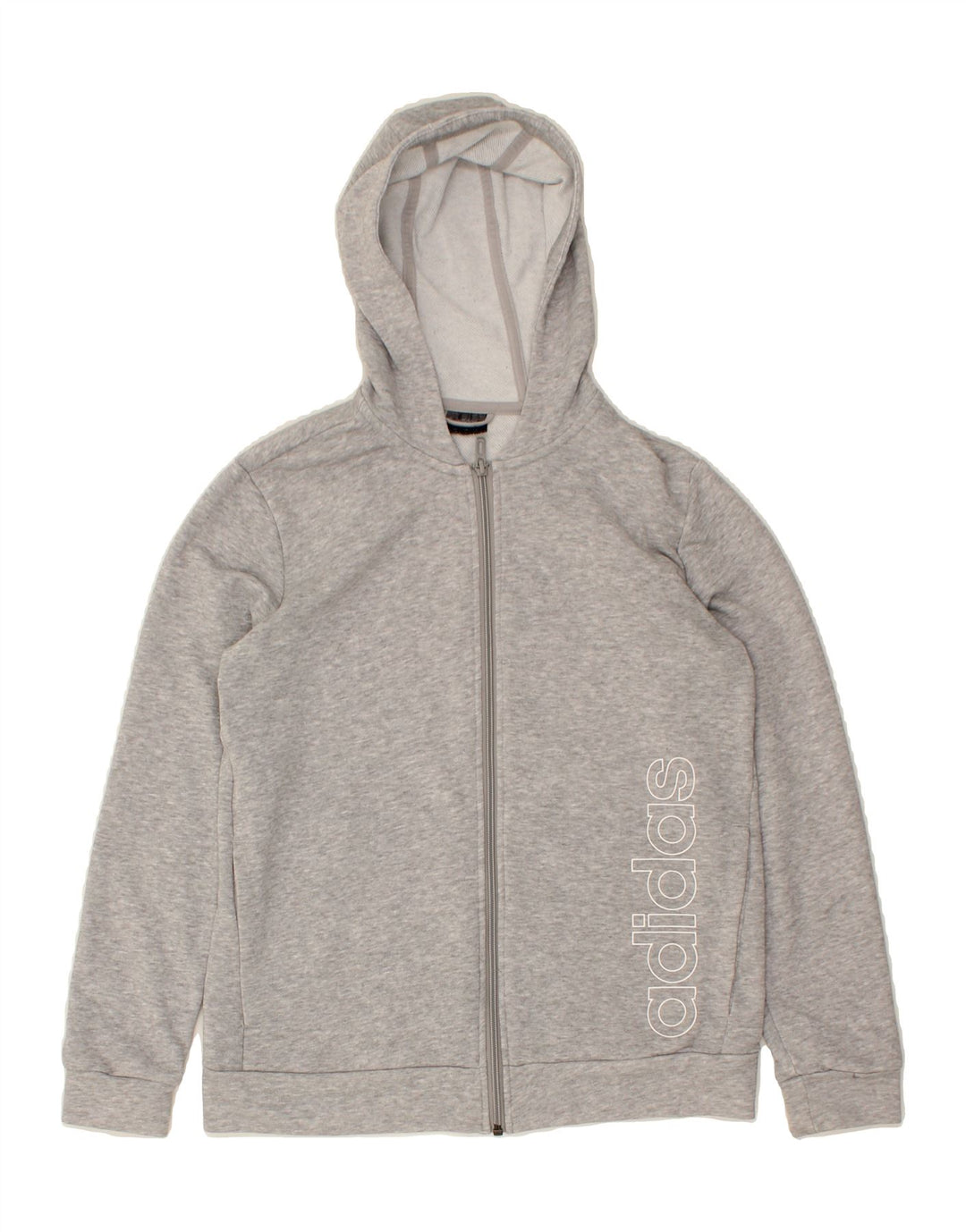 ADIDAS Boys Graphic Zip Hoodie Sweater 13-14 Years Grey Polyester Vintage Adidas and Second-Hand Adidas from Messina Hembry 
