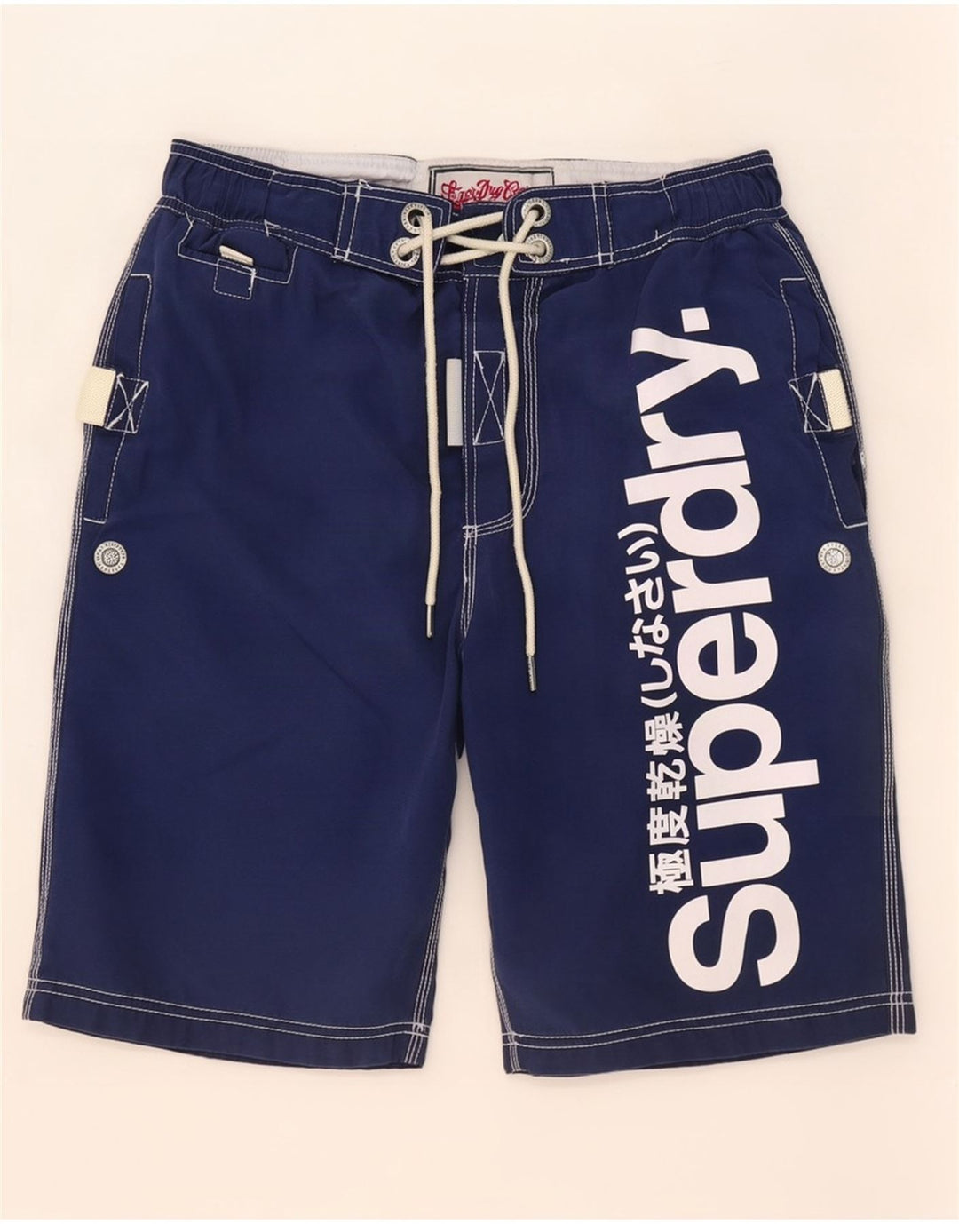 Superdry muške kratke hlače za kupanje s grafičkim motivima, srednji tamnoplavi poliester