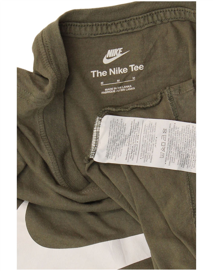 NIKE Mens Graphic T-Shirt Top Medium Khaki Cotton