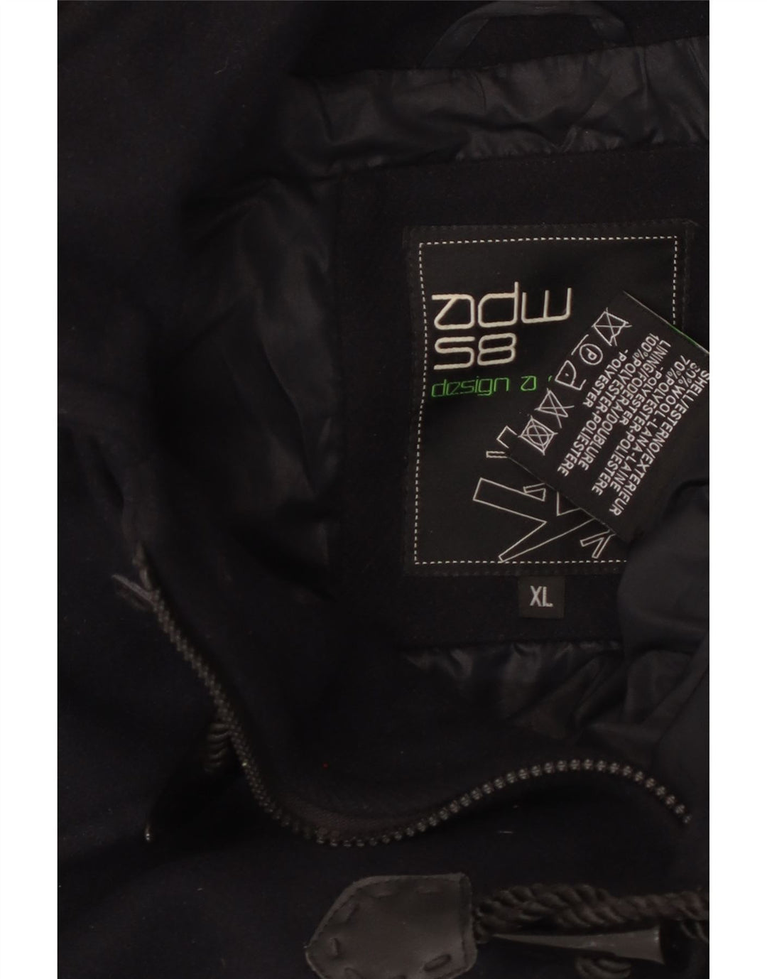 VINTAGE ženski duffle kaput s kapuljačom UK 18 XL tamnoplava vuna