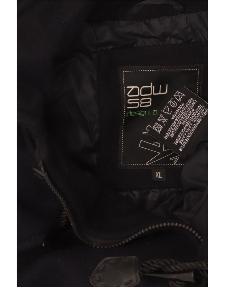 VINTAGE ženski duffle kaput s kapuljačom UK 18 XL tamnoplava vuna