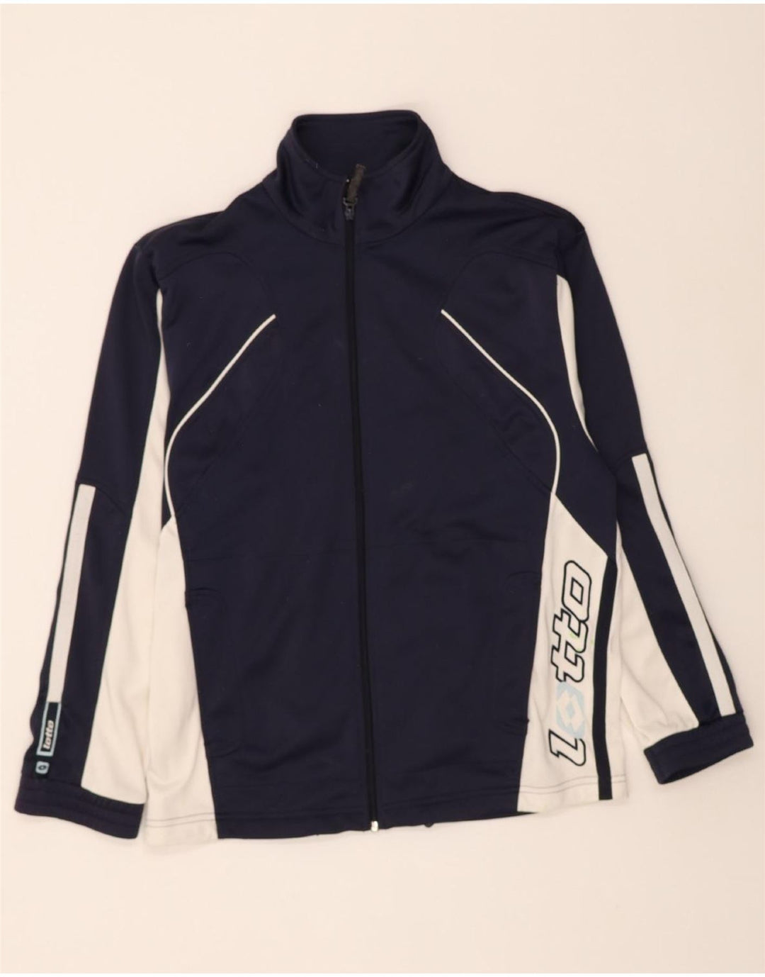 LOTTO Mens Graphic Tracksuit Top Jacket Medium Navy Blue Colourblock Vintage Lotto and Second-Hand Lotto from Messina Hembry 