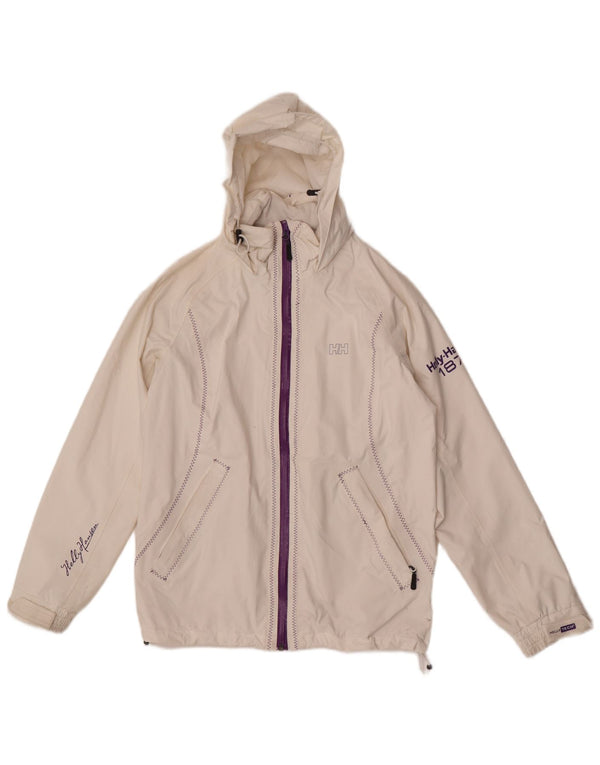 Helly Hansen Ženska kišna jakna s kapuljačom s grafičkim motivima UK 10 Mala bijela poliamidna