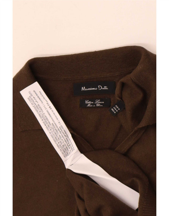 Muška polo majica Massimo Dutti, srednji kaki pamuk